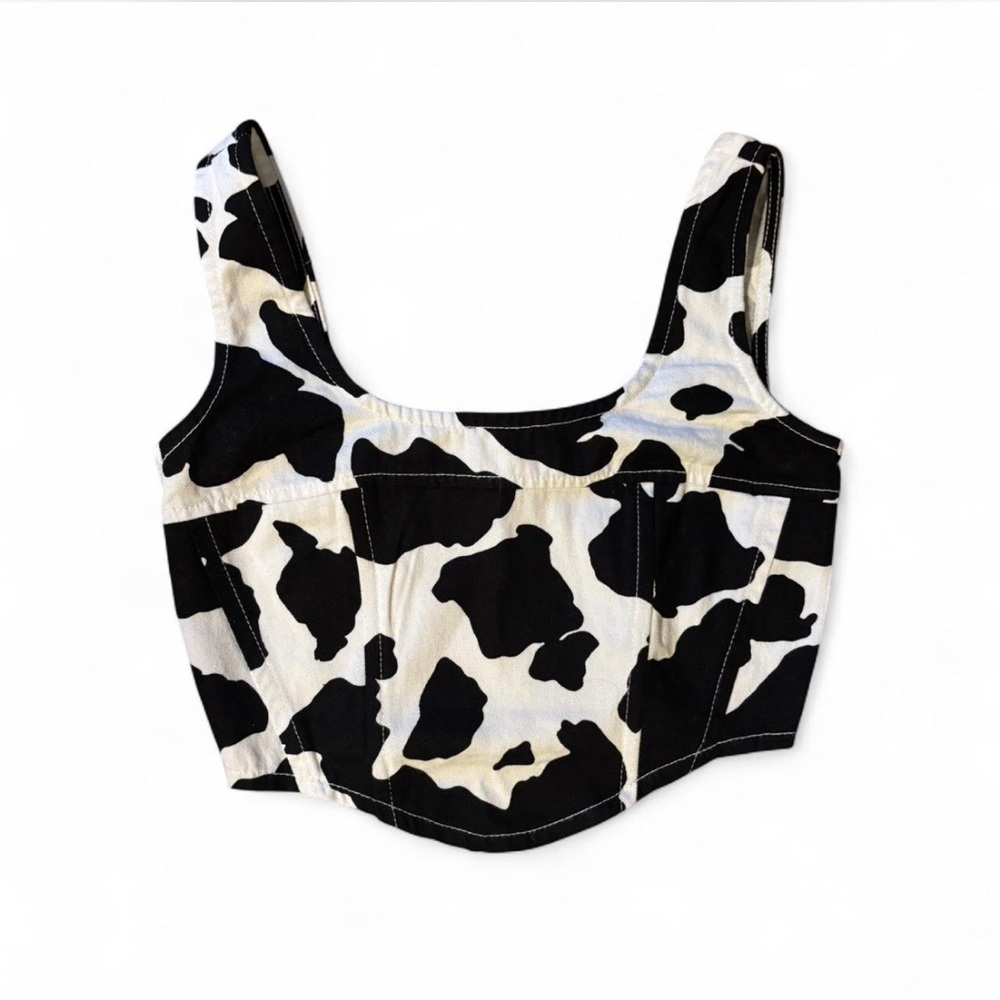 Black and White Cow Print Women's Top